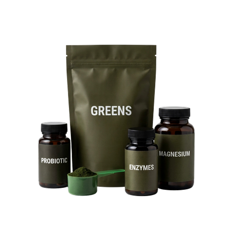 Generic greens, probiotic, enzyme, and magnesium supplement alternatives